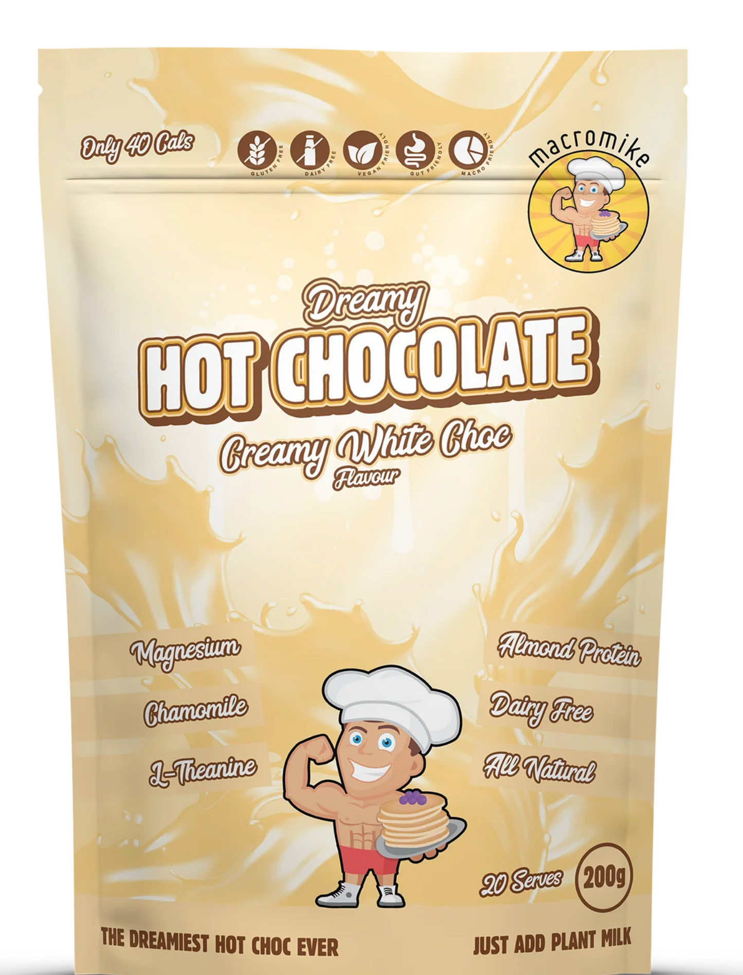 Hot Chocolate Creamy White Choc - 200g - Macro Mike