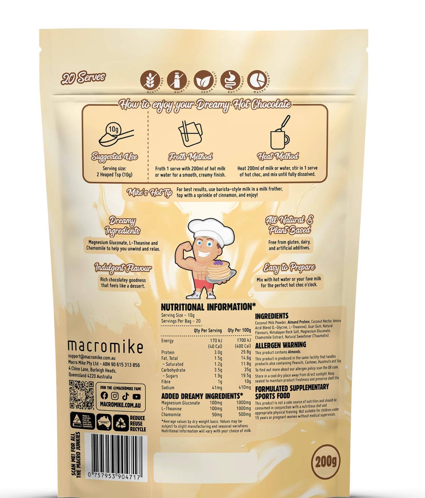 Hot Chocolate Creamy White Choc - - Macro Mike