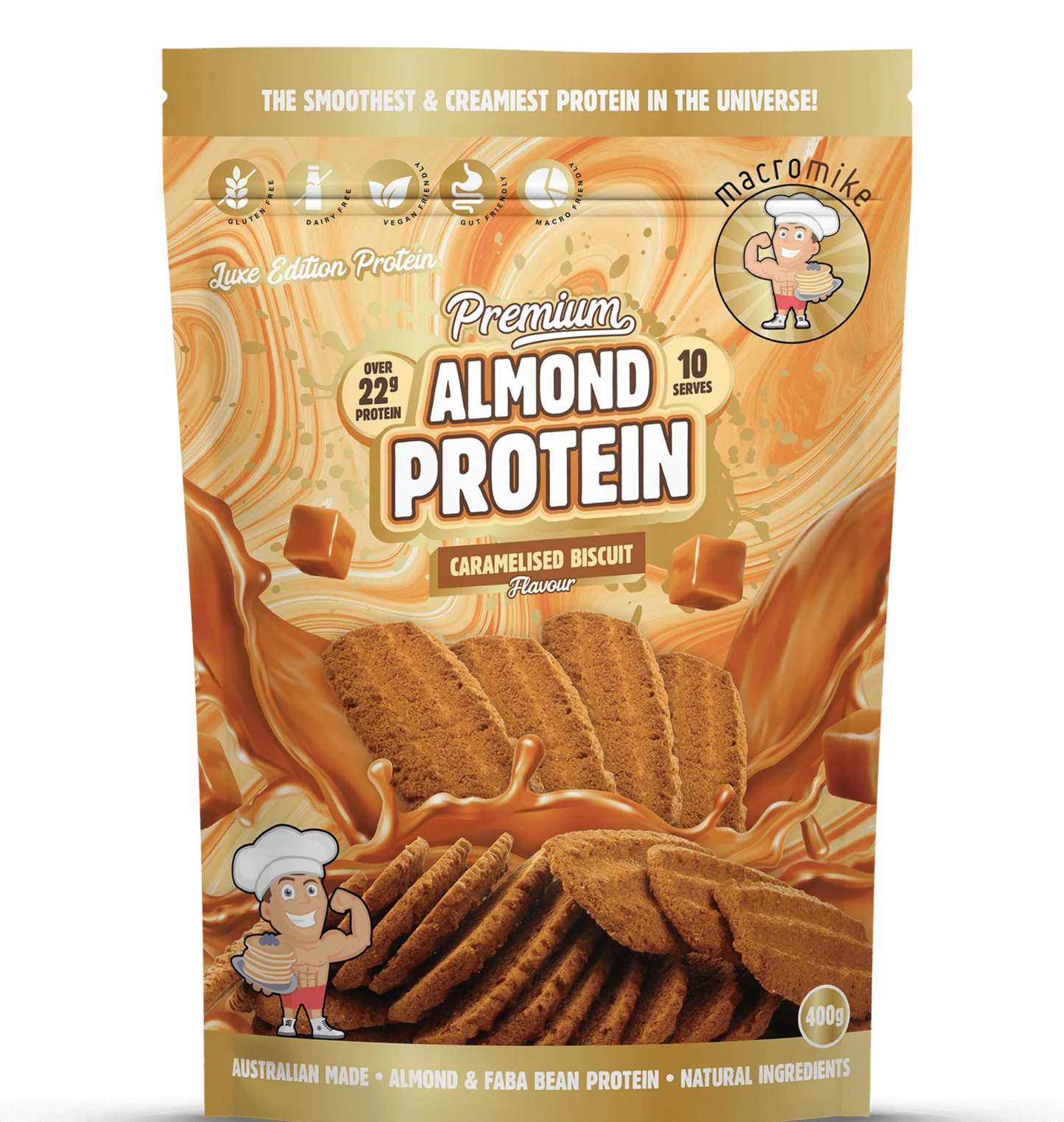 Macro Mike Almond Protein - 400g Caramelised Biscuit - Macro Mike